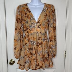 VTG Anthropologie Womens Flying Tomato Dress M Boho 70s Retro Ruffle Sheer Vneck